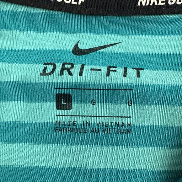 Nike Dri-Fit Blue Teal Striped Polo Shirt Size Large Men’s - Picture 7 of 10